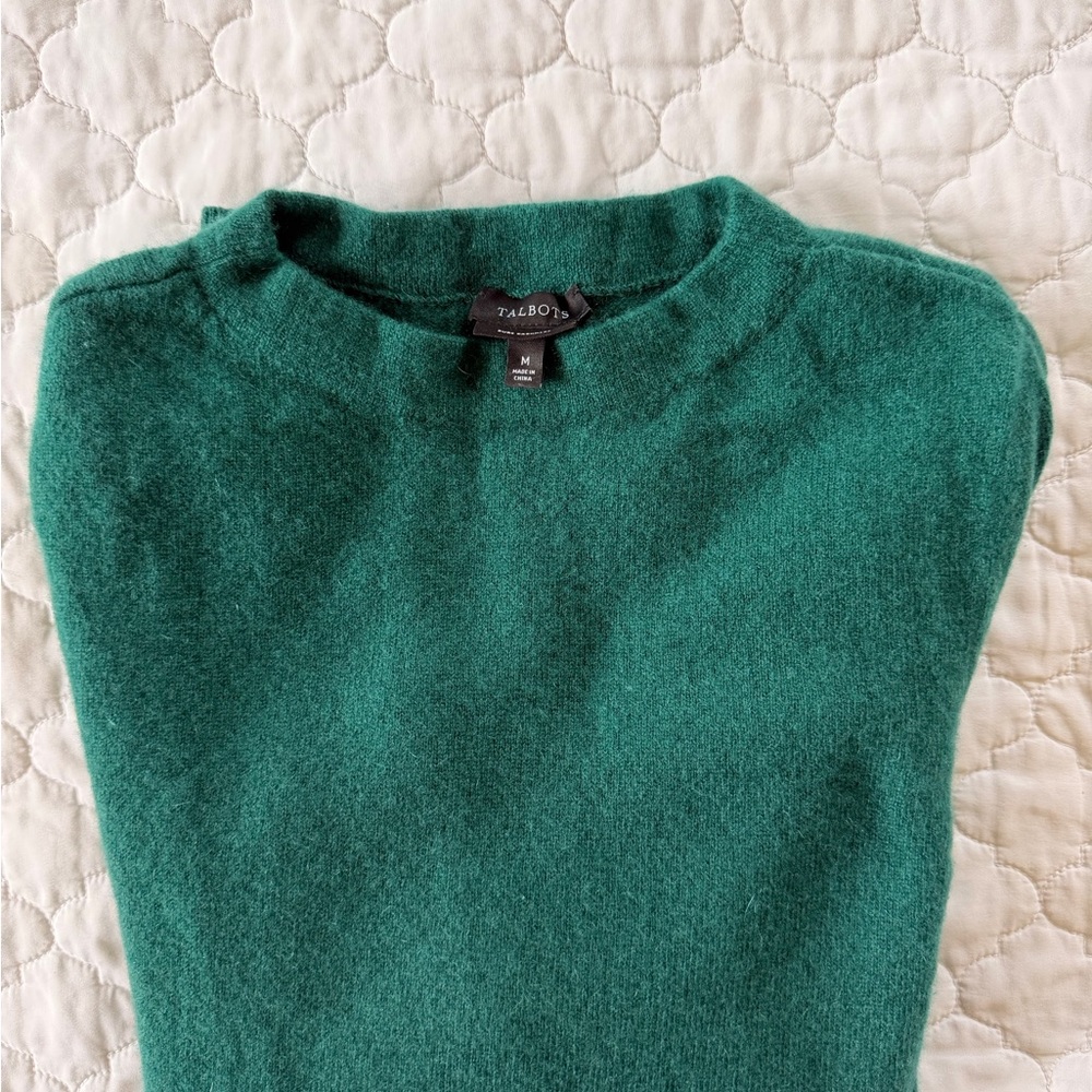 Talbots Pure Cashmere Green Women's Crew Neck Sweater